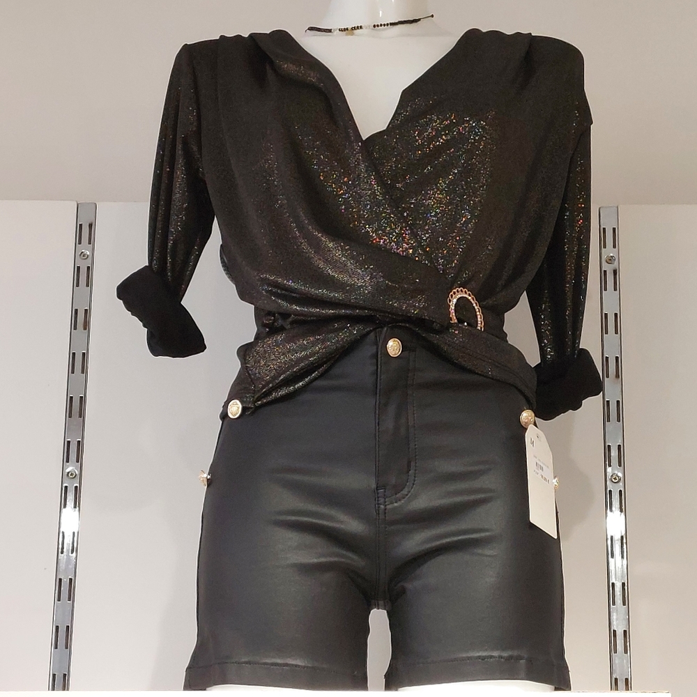 Black Button-Detail Women's Shorts